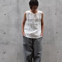 nous rendent heureux フレンチリネンノースリーブギャザーブラウス