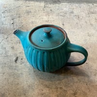 益子焼 ターコイズ急須 （丸）