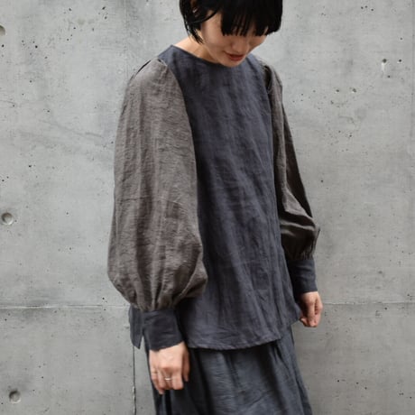 asabito  フレンチリネンタック袖ブラウス
