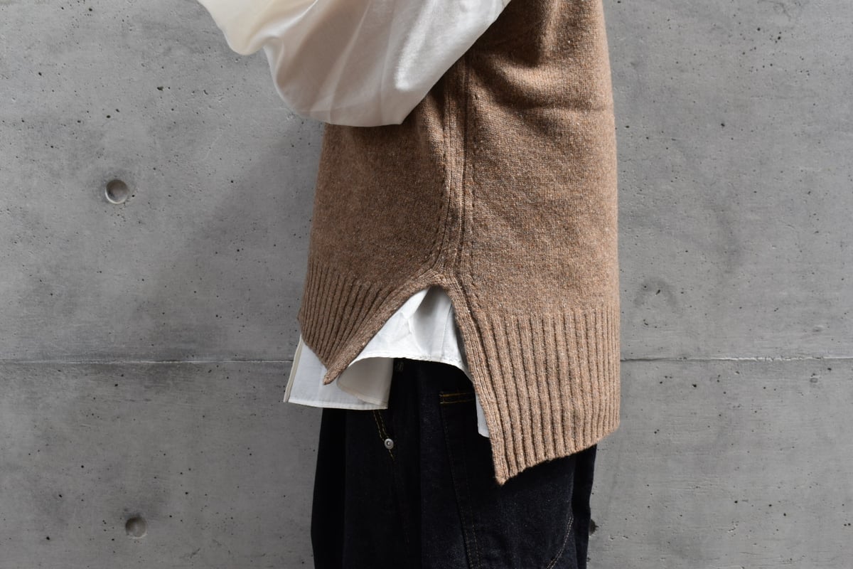 doux bleu EXファインメリノウールニットベスト | pivoine