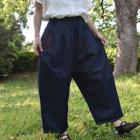 slone square 10オンスデニムサルエル風パンツ