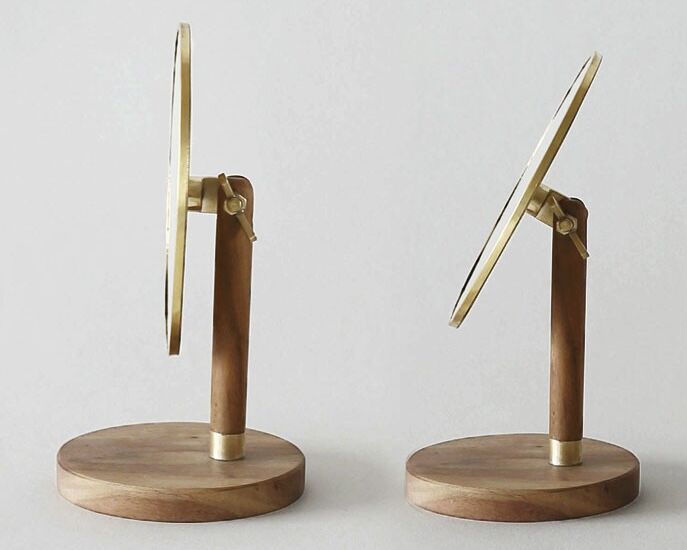BRASS & WOOD スタンドミラー オーバル | pivoine