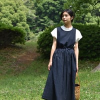 nous rendent heureux 綿麻チェックエプロンワンピース