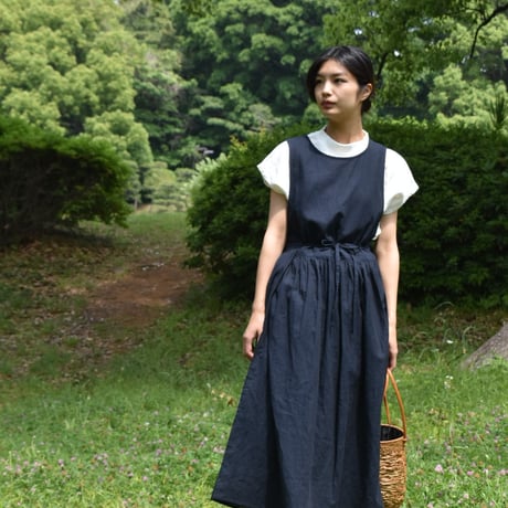 nous rendent heureux 綿麻チェックエプロンワンピース