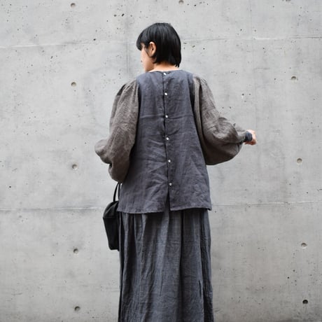 asabito  フレンチリネンタック袖ブラウス