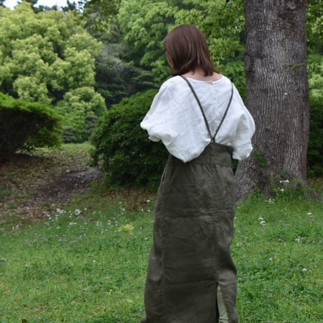 asabito ツイルリネンワークサロペットスカート