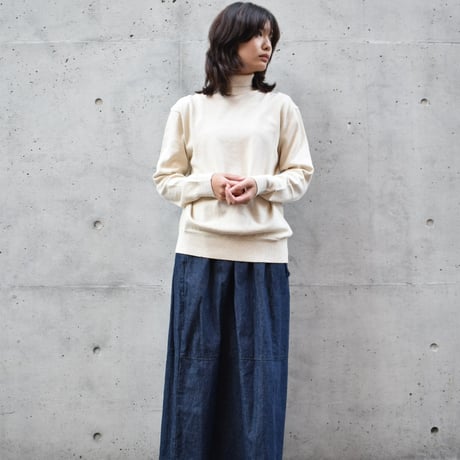 sisam オーガニックコットンリブタートルネックトップ