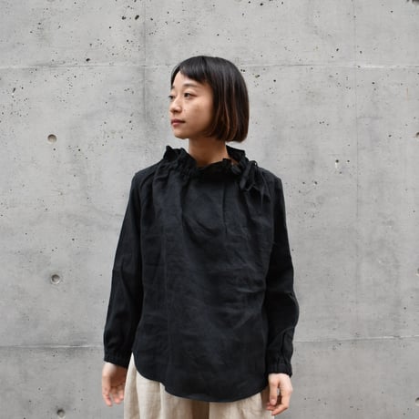 nous rendent heureux リネン衿リボン通しブラウス