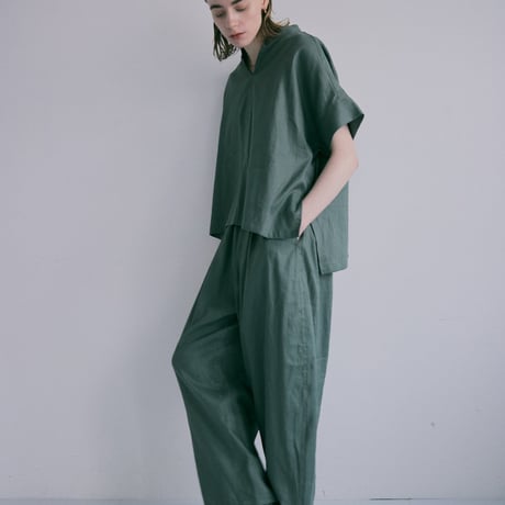 doux bleu コットンリネンワイドコクーンパンツ