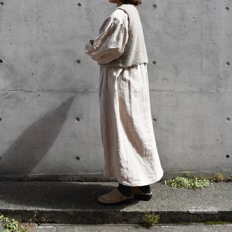 asabito フレンチリネンギャザースリーブクラシカルワンピース