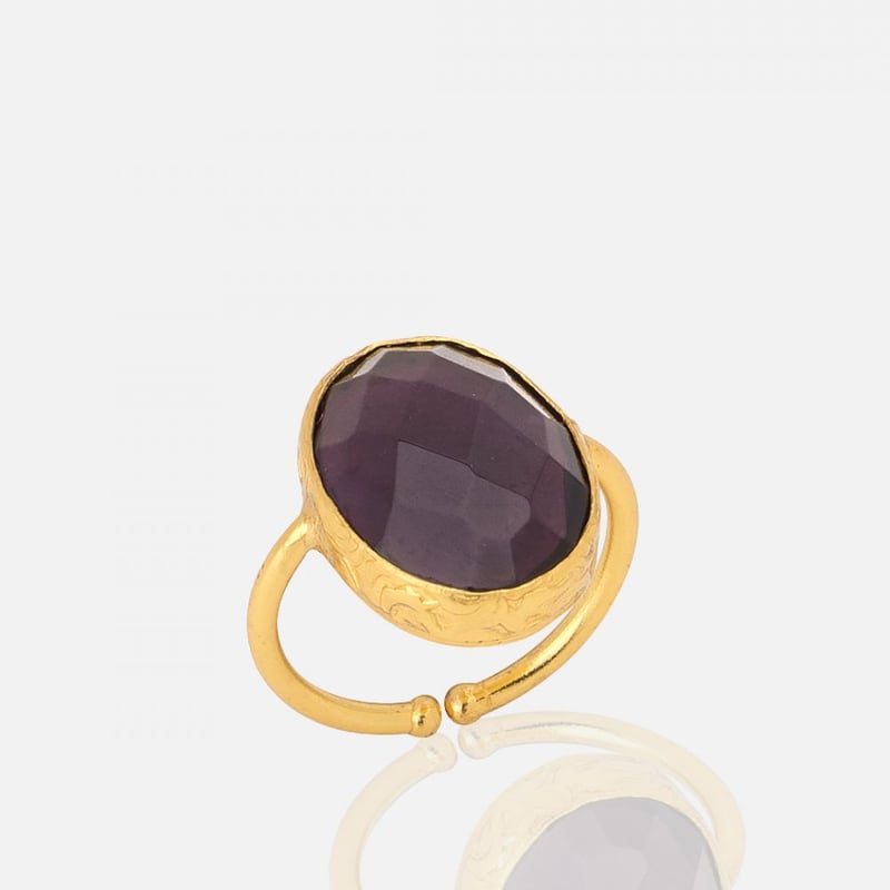 アンティーク　オーバルストーン？リング ヴィンテージUSA製繊細なオーバル縞瑪瑙リング