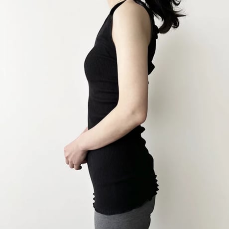 MAGLIFICIO MA.RE. コットンリブ フリルVカットタンクトップ