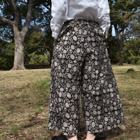 ブロックプリントワイドパンツ