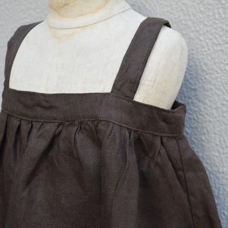 tita ツイルリネンロングエプロンワンピース  kids