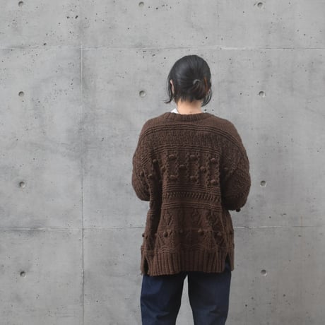 tumugu ロービングウール編み地ミックス2wayカーディガン