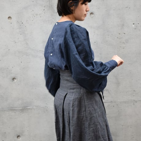 asabito  フレンチリネンタック袖ブラウス