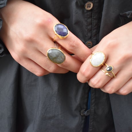 オーバルストーンリング brass　M / L