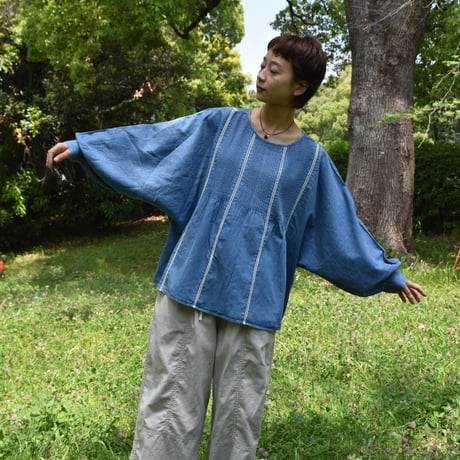 T_Tree デニムピンタックブラウス