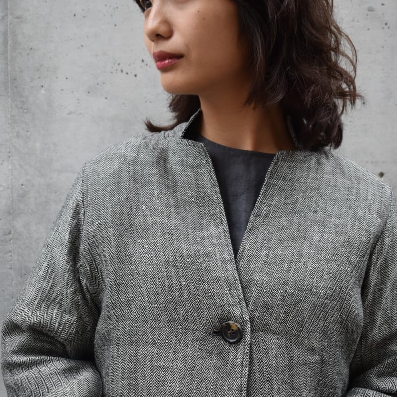 asabito ヘリンボーンリネンタチエリジャケット | pivoine