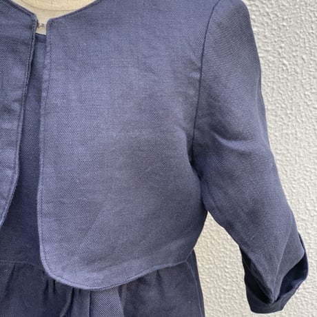 tita リネンボレロ付きワンピース ツイルネイビー kids