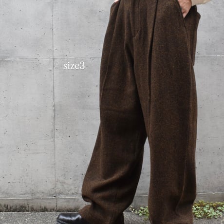 TISSU オリジナルウールヘリンボンタックストレートパンツ
