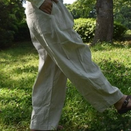 UNIVERSAL TISSU フレンチリネンサイドタックパンツ