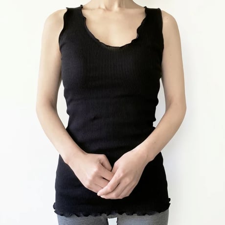 MAGLIFICIO MA.RE. コットンリブ フリルVカットタンクトップ