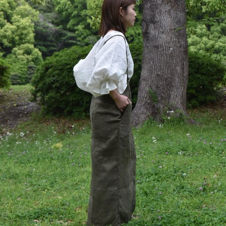 asabito ツイルリネンワークサロペットスカート