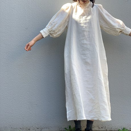 asabito 麻人★ハイネック　コクーン　リネン　シャツ　ワンピース 新品未使用】asabito 麻人 ハイネックコクーンリネンシャツ