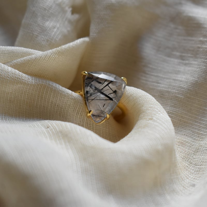 クリソコラ×ルチルクォーツ ダブレット ストーン リング シルバー 63 クリソコラ×ルチルクォーツ ダブレット ストーン リング シルバー 63