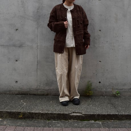 tumugu ロービングウール編み地ミックス2wayカーディガン