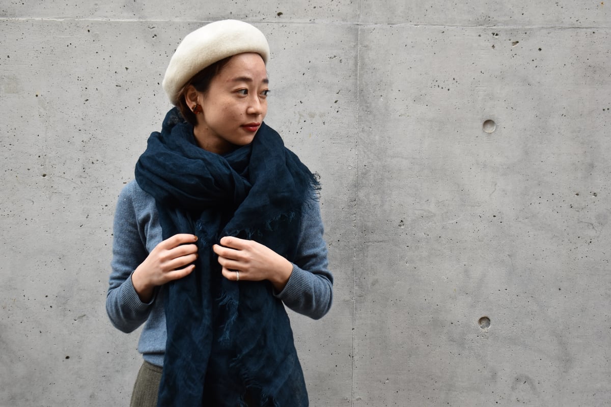 RIRI TEXTILE 刈安×藍染めストール | pivoine RIRI TEXTILE 刈安×藍染めストール | pivoine