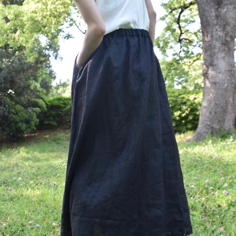 nous rendent heureux 40リネンBOXタックフレアスカート