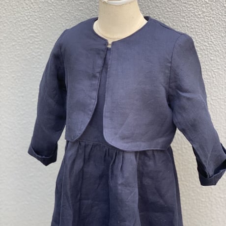 tita リネンボレロ付きワンピース ツイルネイビー kids