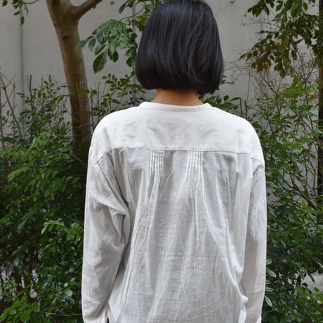 doux bleu コットンカディ ギャザーヨークブラウス