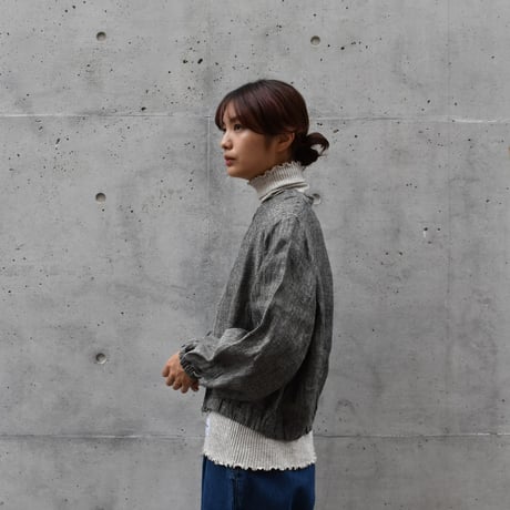 asabito リネンジップアップブルゾン
