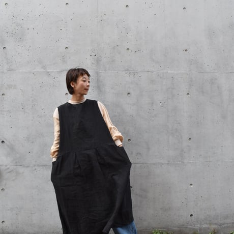 asabito リネンキャンバス天日ワッシャー袖なし割烹着