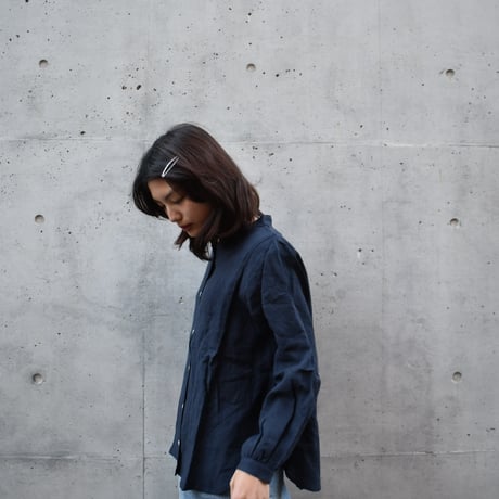 nous rendent heureux リネンバンドカラーブラウス