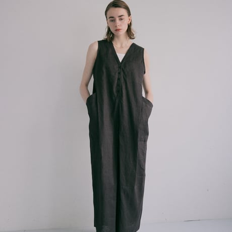 doux bleu コットンリネンサロペット