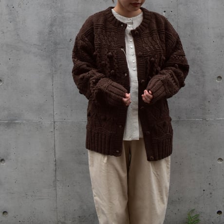 tumugu ロービングウール編み地ミックス2wayカーディガン
