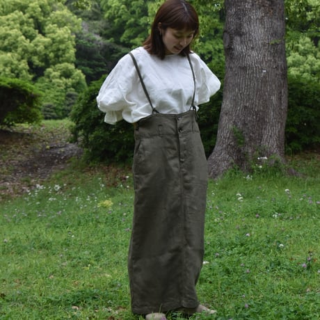 asabito ツイルリネンワークサロペットスカート