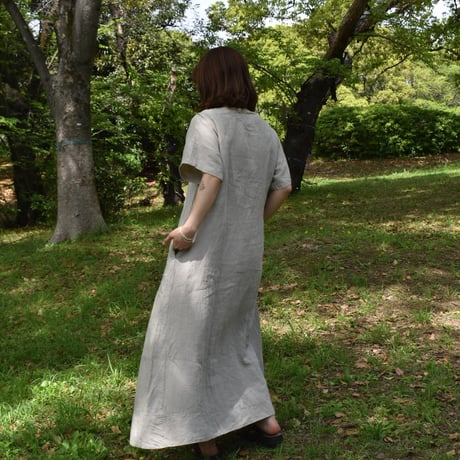 asabito リネンショートスリーブワンピース
