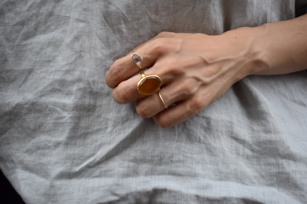 オーバルストーンリング brass M / L | pivoine