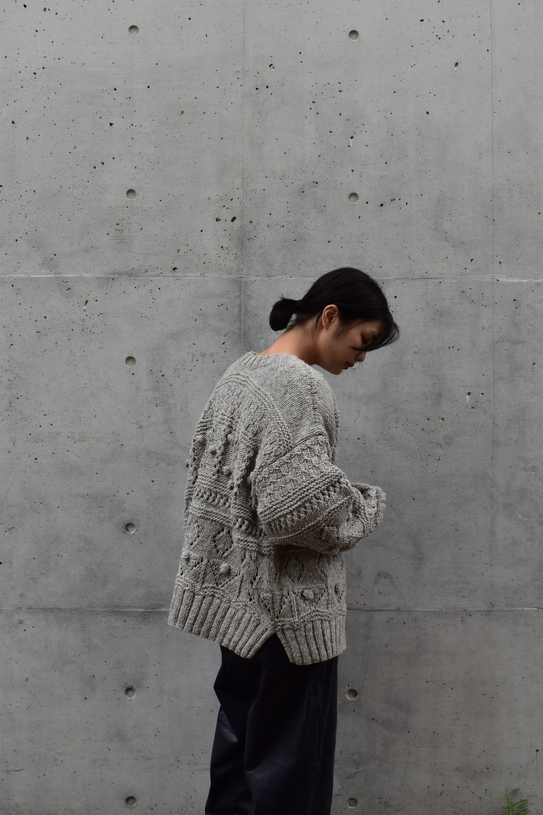 tumugu ロービングウール編み地ミックス2wayカーディガン | pivoine
