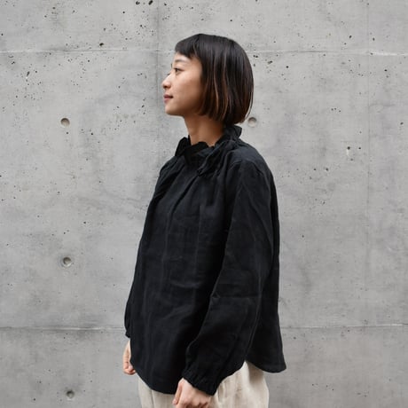 nous rendent heureux リネン衿リボン通しブラウス