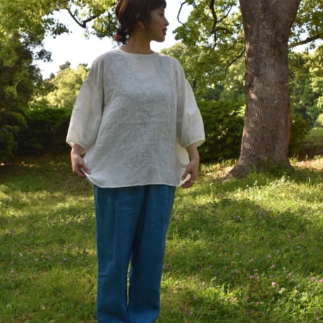 nous rendent heureux　60リネンゴバレルスリーブ6分袖ブラウス