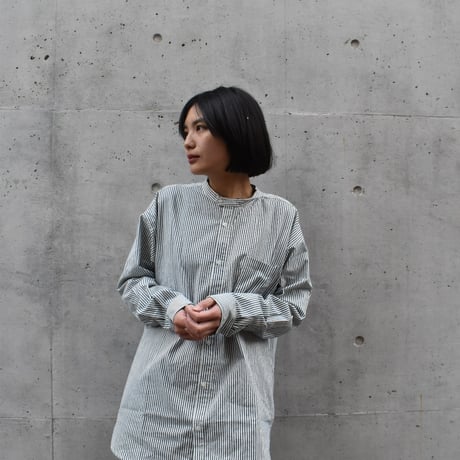 sisam タテシマキチントストライプシャツ