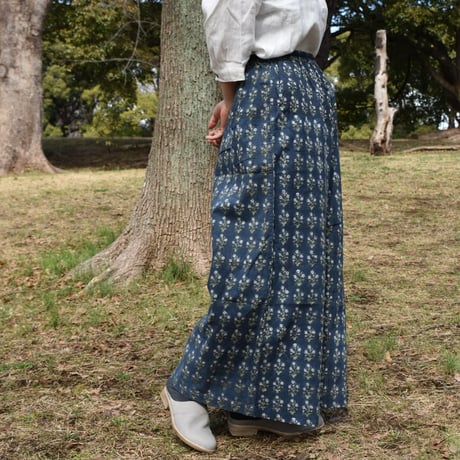 ブロックプリントワイドパンツ