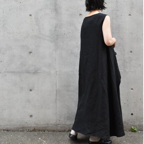 asabito  リネンAラインエプロンワンピース