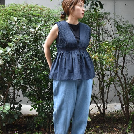 doux bleu コットンボイルスモッキングベスト